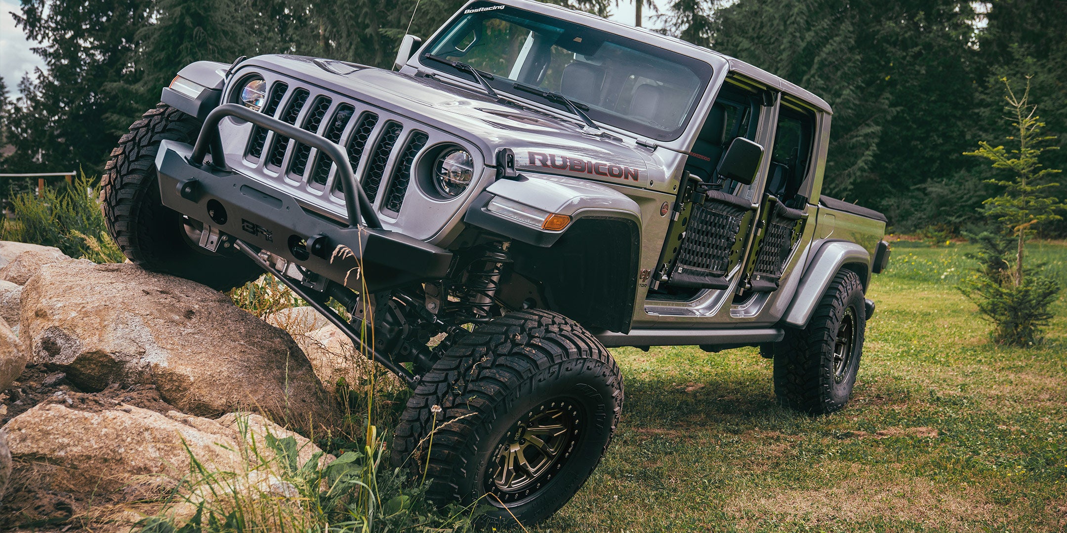 Jeep Gladiator 4x4 with Body Armor 4x4 front and rear bumpers, tube doors and more.