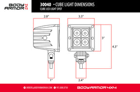 CUBE LED LIGHT SPOT PAIR WITH WIRE HARNESS