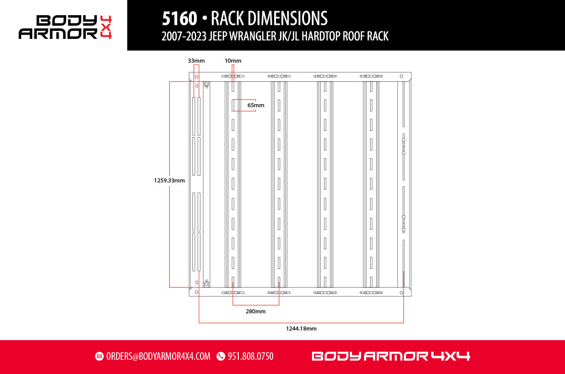 2007-2024 JEEP WRANGLER JK/JL HARDTOP ROOF RACK