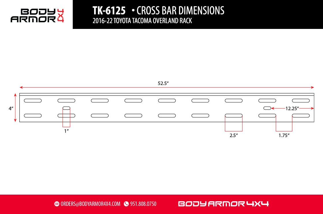 UNIVERSAL OVERLAND RACK CROSS BARS FOR TK-6125(FULL SIZE)