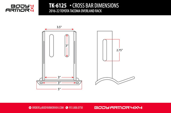 BODY ARMOR 4X4 UNIVERSAL OVERLAND RACK CROSS BARS FOR TK-6125(FULL SIZE)