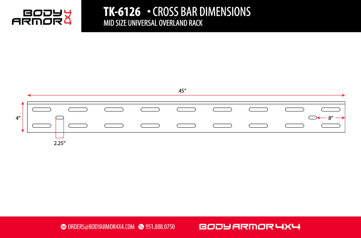 UNIVERSAL OVERLAND RACK CROSS BARS FOR TK-6126(MID SIZE)