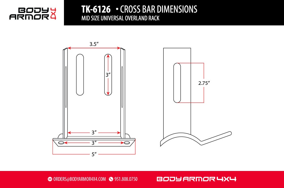 UNIVERSAL OVERLAND RACK CROSS BARS FOR TK-6126(MID SIZE)